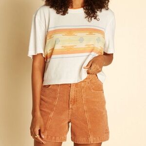 NWOT BILLABONG X WRANGLER WOMEN'S BORDER LINE JACQUARD GRAPHIC TEE - Size Medium